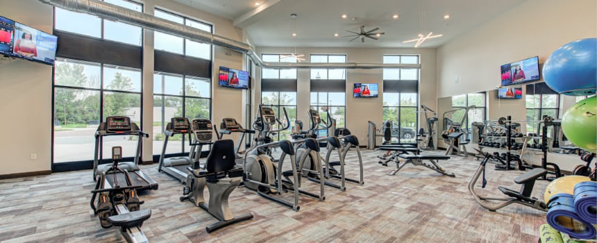 Fitness center in Plainfield apartment community